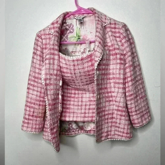 VINTAGE Lily Pulitzer Tweed 3/4 Sleeve Silk Lined Blazer with Matching top Set - Picture 1 of 12